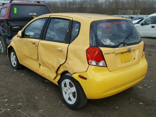 KL1TD62625B323958 - 2005 CHEVROLET AVEO BASE Sarı foto 3