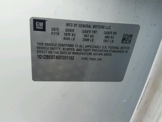 1G1ZB5ST4GF201132 - 2016 CHEVROLET MALIBU LS 银色 照片 10