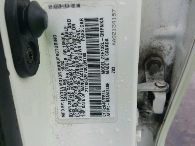 2T1KR32E73C099788 - 2003 TOYOTA MATRIX 白色 照片 10