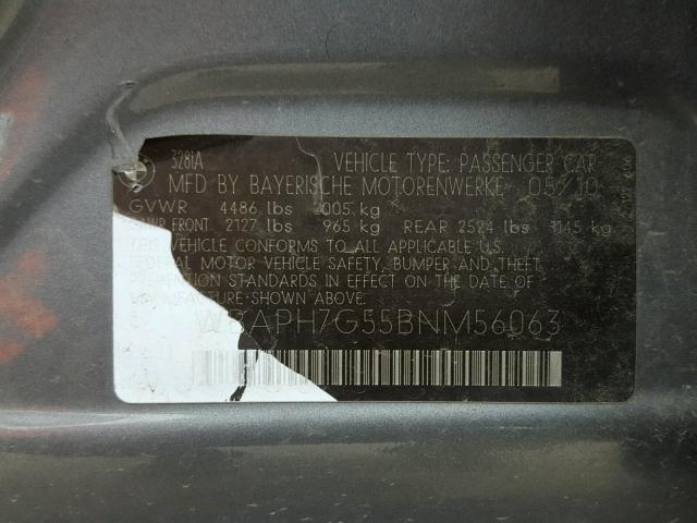 WBAPH7G55BNM56063 - 2011 BMW 328 I 灰色 照片 10