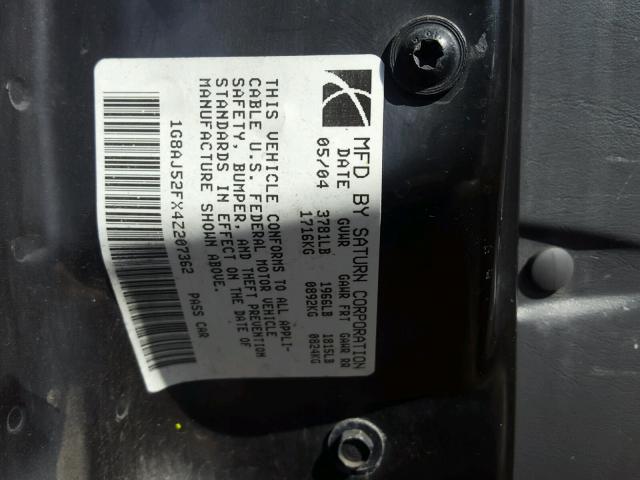 1G8AJ52FX4Z207362 - 2004 SATURN ION LEVEL 红色 照片 10