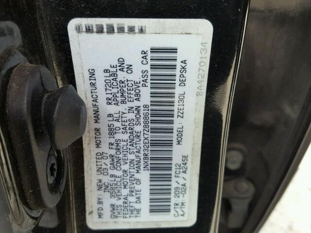 1NXBR32EX7Z888618 - 2007 TOYOTA COROLLA CE BLACK photo 10