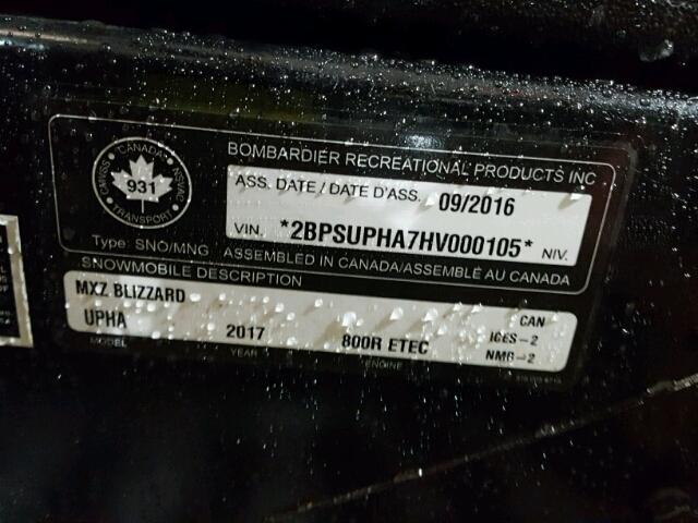 2BPSUPHA7HV000105 - 2017 SKID BLIZZARD BLACK photo 10