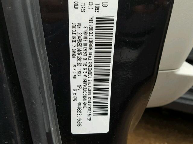 2D4RN5D14AR120161 - 2010 DODGE GRAND CARA BLACK photo 10