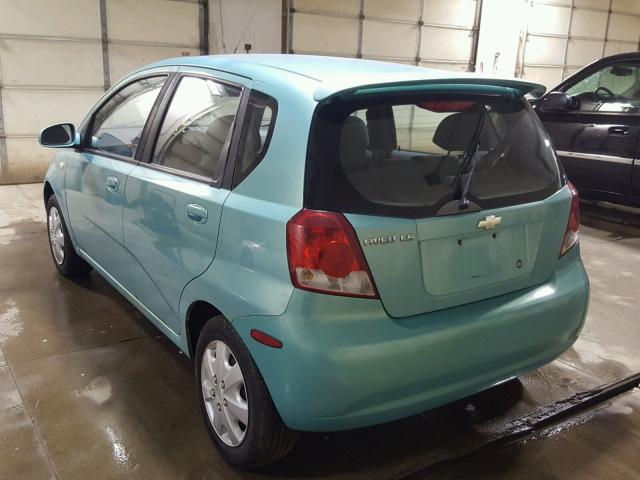 KL1TD62675B378390 - 2005 CHEVROLET AVEO BASE TEAL photo 3