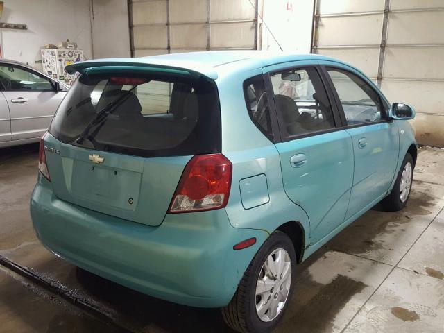 KL1TD62675B378390 - 2005 CHEVROLET AVEO BASE TEAL photo 4