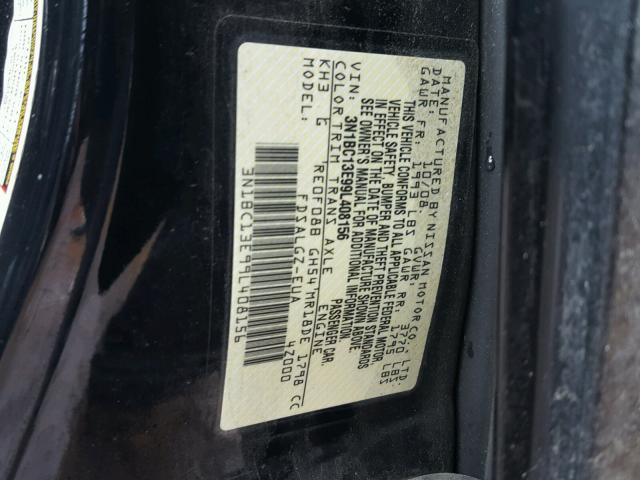 3N1BC13E99L408156 - 2009 NISSAN VERSA S BLACK photo 10