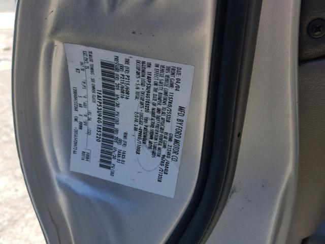 1FAFP53U94G185220 - 2004 FORD TAURUS SE SILVER photo 10