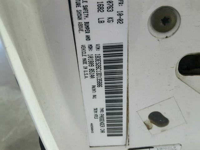 1B3ES26C13D135886 - 2003 DODGE NEON SE WHITE photo 10