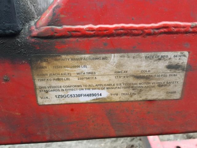 1Z9GC5330FH489014 - 2015 CAR TRAILER RED photo 10