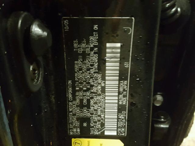 JTJHW31U960028700 - 2006 LEXUS RX 400 BLACK photo 10