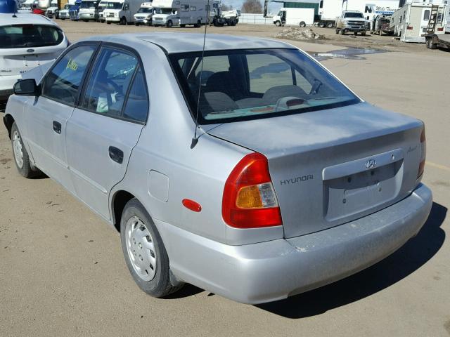 KMHCG45C51U234322 - 2001 HYUNDAI ACCENT GL SILVER photo 3