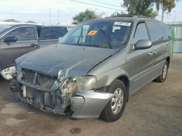 KNDUP132556716350 - 2005 KIA SEDONA EX GREEN photo 2