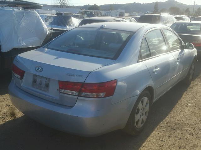 5NPET46C57H255276 - 2007 HYUNDAI SONATA GLS BLUE photo 4