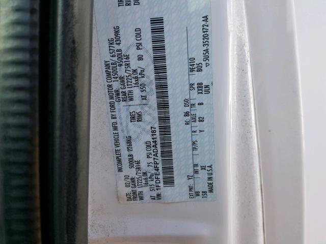 1FDFE4FP7ADA41187 - 2010 FORD ECONOLINE WHITE photo 10