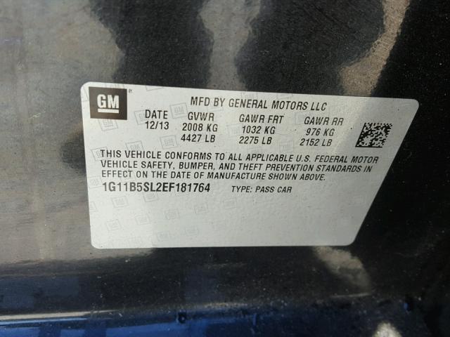 1G11B5SL2EF181764 - 2014 CHEVROLET MALIBU LS 黑色 照片 10