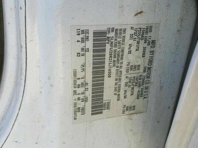 5LMFU28R31LJ16508 - 2001 LINCOLN NAVIGATOR თეთრი ფოტო 10