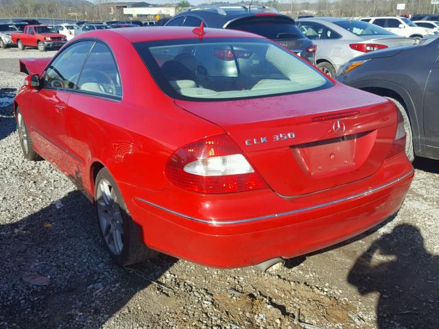 WDBTJ56H78F238522 - 2008 MERCEDES-BENZ CLK 350 RED photo 3