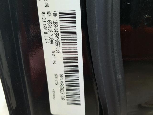 1B3HB48B07D563368 - 2007 DODGE CALIBER SX BLACK photo 10