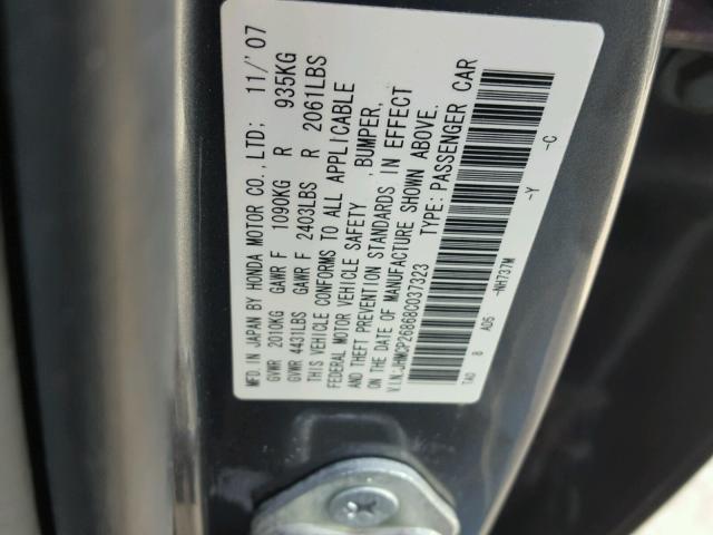 JHMCP26868C037323 - 2008 HONDA ACCORD EXL GRAY photo 10