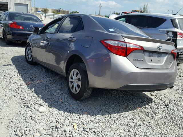 2T1BPRHE5FC363885 - 2015 TOYOTA COROLLA EC GRAY photo 3