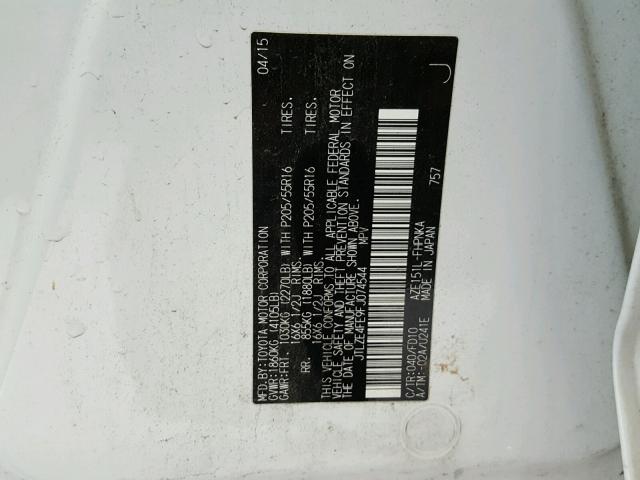 JTLZE4FE9FJ074544 - 2015 TOYOTA SCION XB 白色 照片 10