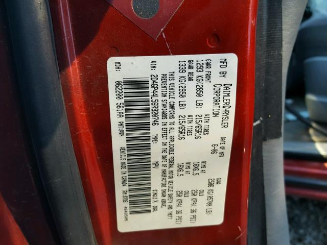 2D4GP44L56R920746 - 2006 DODGE GRAND CARA RED photo 10