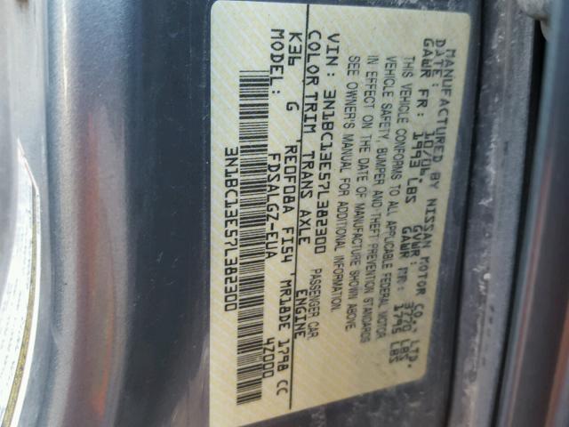 3N1BC13E57L382300 - 2007 NISSAN VERSA S GRAY photo 10