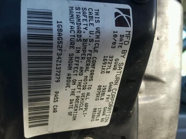 1G8AG52F34Z137279 - 2004 SATURN ION LEVEL შავი ფოტო 10