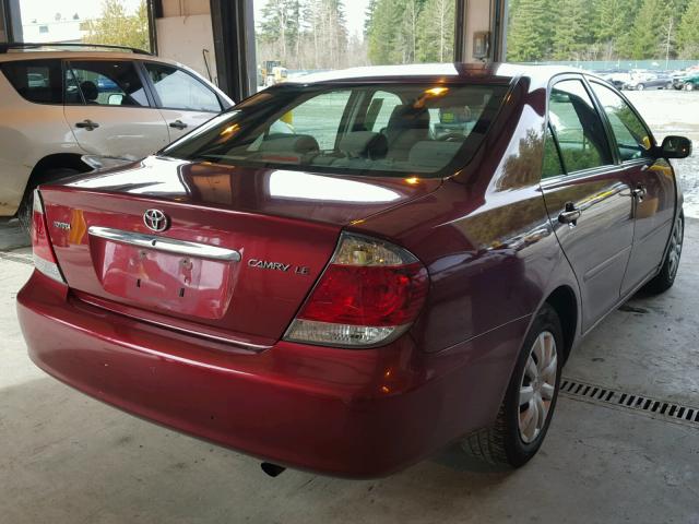 4T1BE32K05U090272 - 2005 TOYOTA CAMRY LE RED photo 4