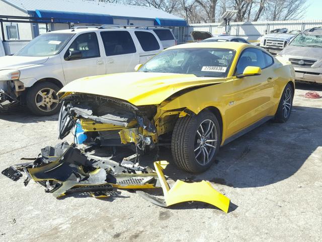 1FA6P8CF5H5323971 - 2017 FORD MUSTANG GT YELLOW photo 2