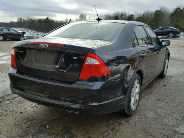 3FAHP0HA6CR306349 - 2012 FORD FUSION SE BLACK photo 4