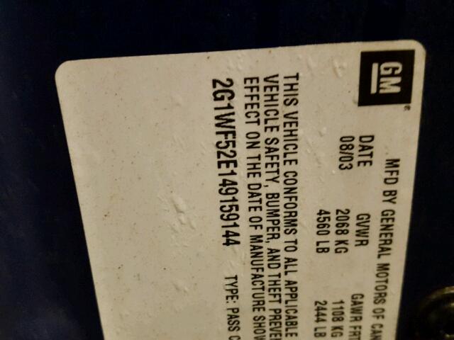 2G1WF52E149159144 - 2004 CHEVROLET IMPALA 蓝色 照片 10