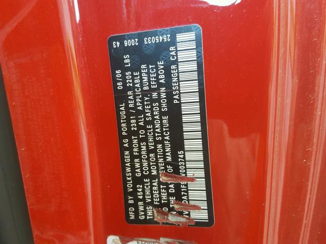 WVWDA71F97V003745 - 2007 VOLKSWAGEN EOS 2.0T S 红色 照片 10