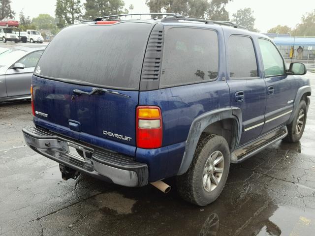 1GNEK13T63J325897 - 2003 CHEVROLET TAHOE K150 BLUE photo 4