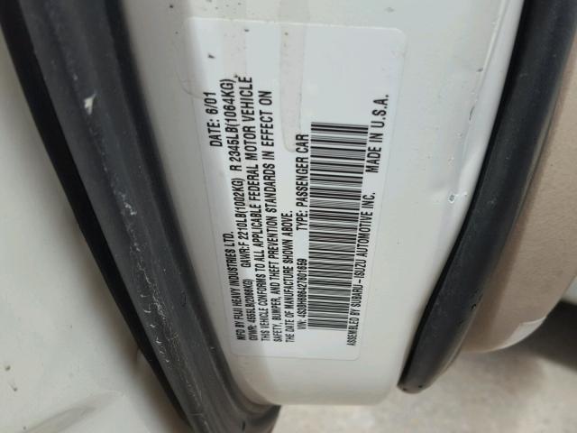 4S3BH686427601659 - 2002 SUBARU LEGACY OUT WHITE photo 10