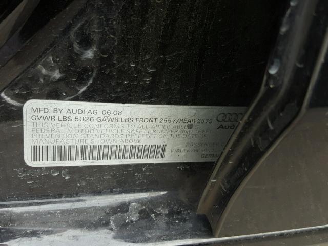 WAULK78K59N009666 - 2009 AUDI A4 3.2 QUA BLACK photo 10