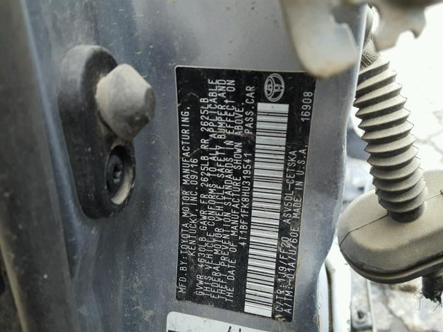 4T1BF1FK8HU319541 - 2017 TOYOTA CAMRY LE 银色 照片 10