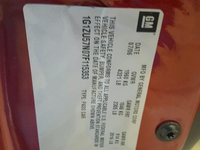 1G1ZU57N07F115353 - 2007 CHEVROLET MALIBU LTZ 栗色 照片 10