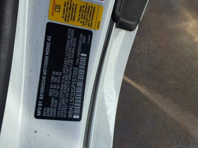 WBALL5C53GP557959 - 2016 BMW Z4 SDRIVE2 WHITE photo 10