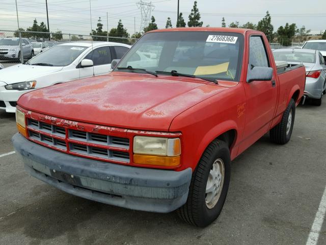 1B7FL26G3SW919170 - 1995 DODGE DAKOTA RED photo 2