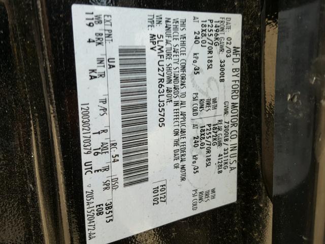 5LMFU27R63LJ35705 - 2003 LINCOLN NAVIGATOR BLACK photo 10