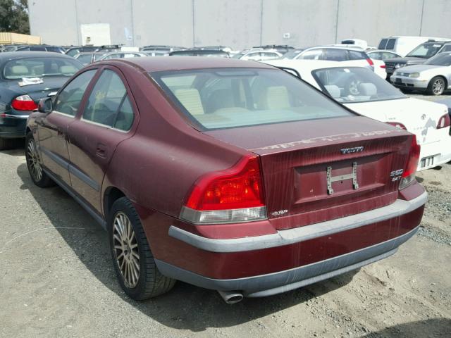 YV1RS58D112006444 - 2001 VOLVO S60 2.4T MAROON photo 3