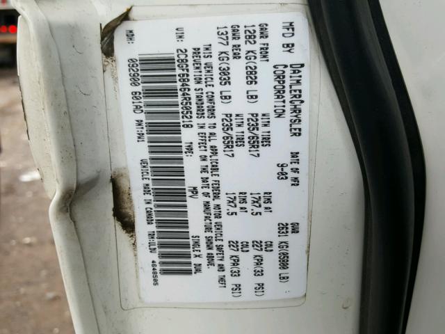 2C8GF68464R505218 - 2004 CHRYSLER PACIFICA WHITE photo 10