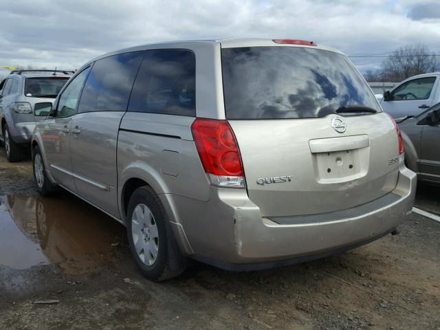 5N1BV28U74N348797 - 2004 NISSAN QUEST S BEIGE photo 3