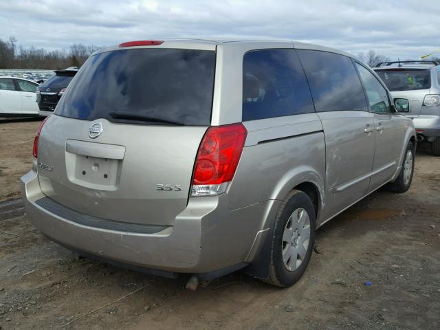 5N1BV28U74N348797 - 2004 NISSAN QUEST S BEIGE photo 4