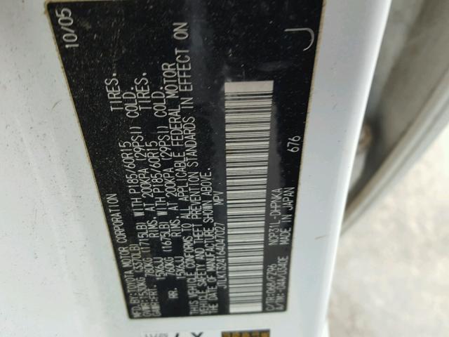 JTLKT324164047027 - 2006 TOYOTA SCION XB Ақ фото 10