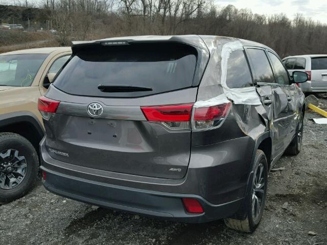 5TDBZRFH6HS465519 - 2017 TOYOTA HIGHLANDER GRAY photo 4