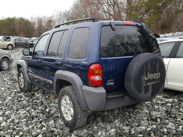 1J4GL48K02W254563 - 2002 JEEP LIBERTY SP BLUE photo 3