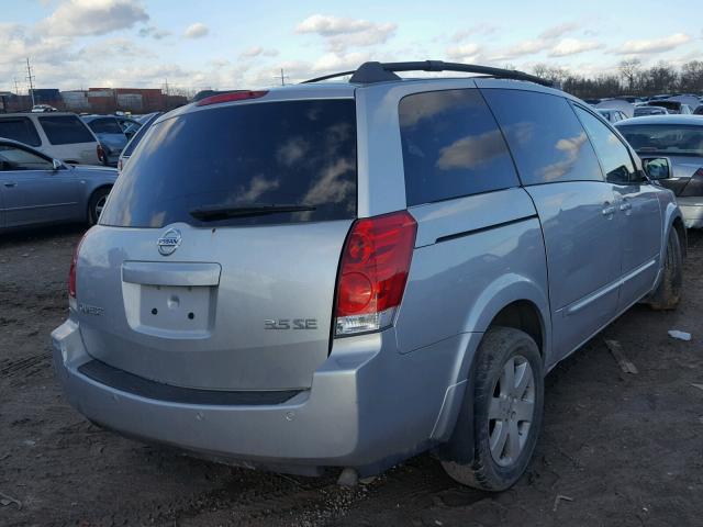 5N1BV28U54N322229 - 2004 NISSAN QUEST S SILVER photo 4